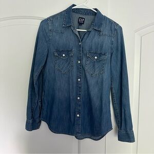 Two-Pocket Western Shirt GAP denim blue XS